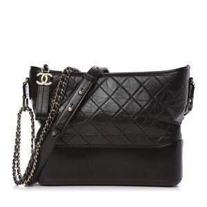 Chanel Gabrielle aged calfskin quilted medium black